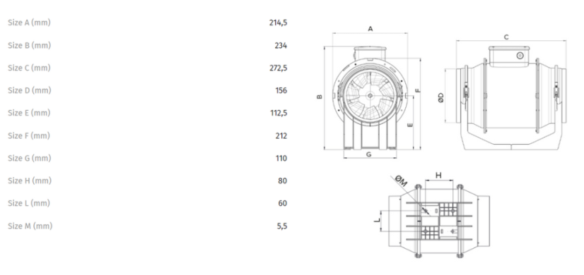 Ventilátor Vortice potrubný plastový LINEO 160 T