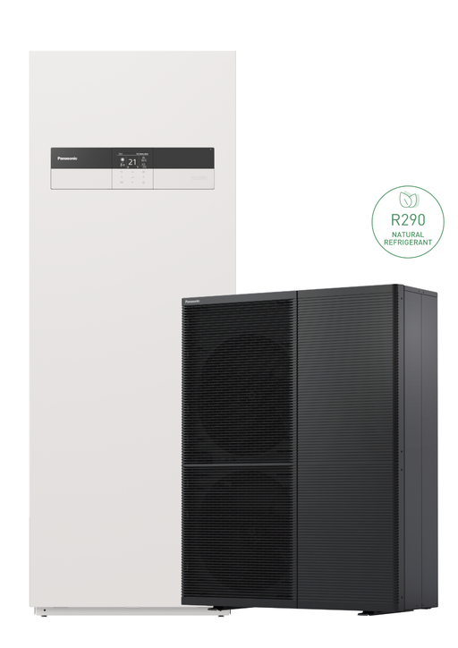 Tepelné čerpadlo Panasonic Aquarea M-gen AiO hydrosplit (nádrž 185l) (špirála 9kW) T-CAP ADC/WXG R290 400V/400V 9kW