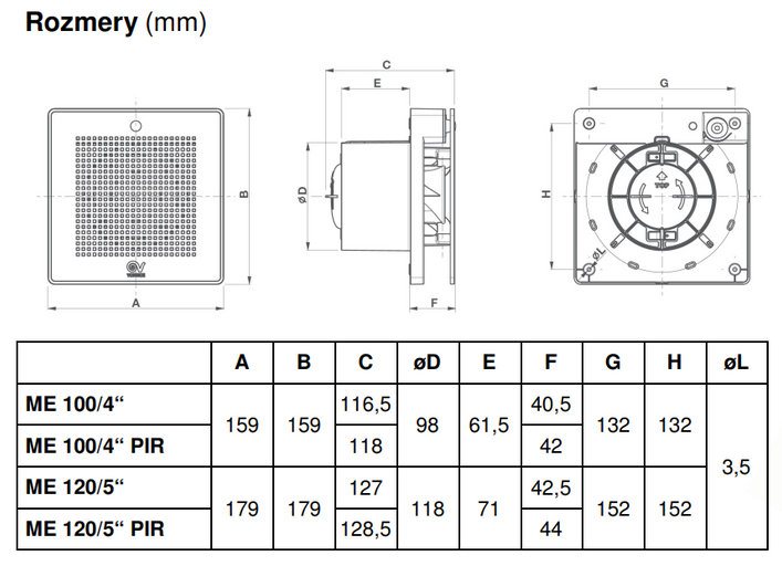 Ventilátor Vortice axiálny Punto Evo ME 120/5″ LL T