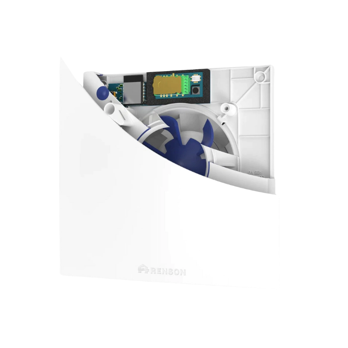 Ventilátor do kúpeľne/WC Renson Waves - ovládaný aplikáciou - senzor zápachu, vlhkosti a CO2 - Ø 100/125 mm