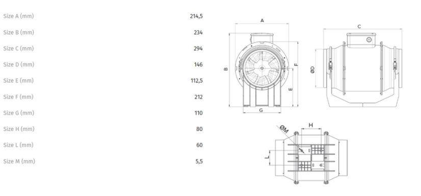 Ventilátor Vortice potrubný plastový LINEO 150