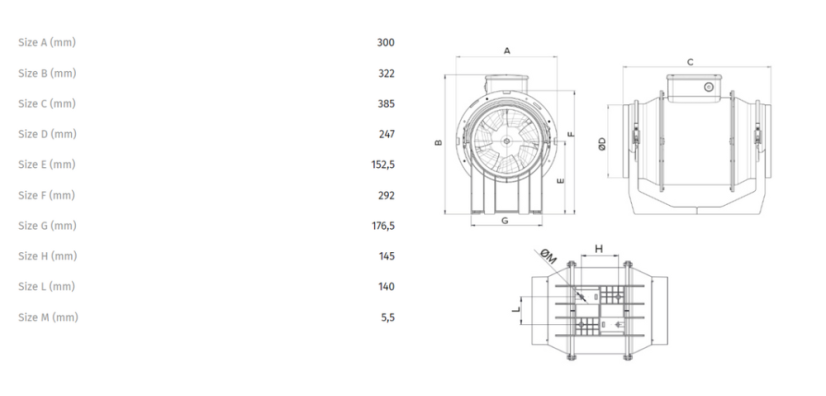 Ventilátor Vortice potrubný plastový LINEO 250 (3 ot.)