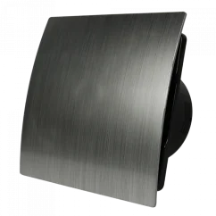 Ventilátor do kúpeľne Whisper Pro-Design - Ø100 mm - s časovačom dobehu - zakrivený plast - strieborno-čierny ventilátor