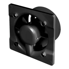 Ventilátor do kúpeľne Whisper Pro-Design - Ø100 mm - s časovačom dobehu - ploché sklo - matná čierna - čierny ventilátor